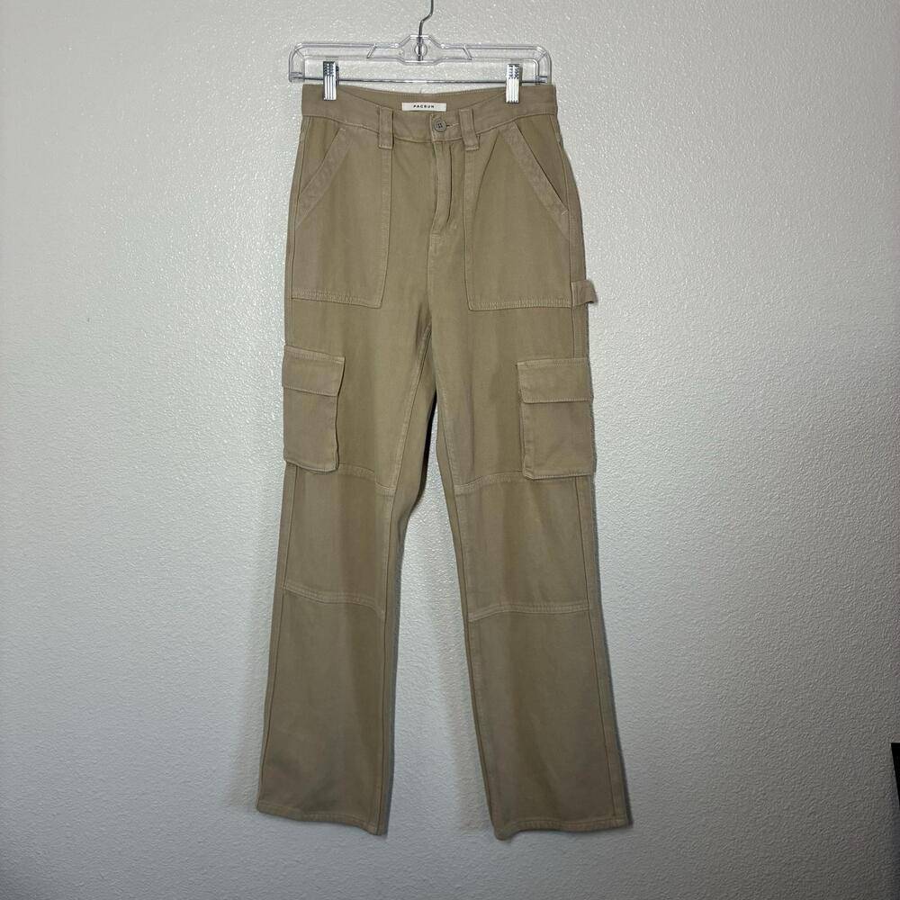 PacSun Pants Womens 25 Beige Cargo Skate Twill Straight Leg Utility Workwear